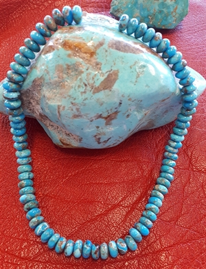 Collier En Turquoise Naturelle 135 Carats - Argent Massif 925 - Longueur 47 Cm - Fait Main France